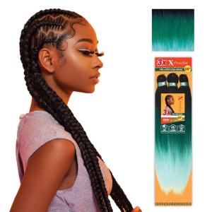 Sensationnel X-pression prestretched braiding hair – 3x braid 58 inch all kanekalon flame retardant synthetic braid for box braids and twists (1 pack, 1 JETBLACK)(3T1B/MINT/LMINT)