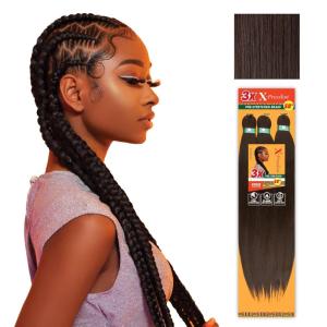 Sensationnel X-pression prestretched braiding hair – 3x braid 58 inch all kanekalon flame retardant synthetic braid for box braids and twists (1 pack, 1 JETBLACK)(4 MEDBROWN)