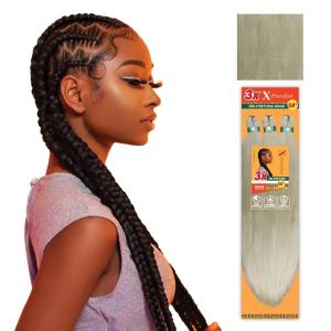 Sensationnel X-pression prestretched braiding hair – 3x braid 58 inch all kanekalon flame retardant synthetic braid for box braids and twists (1 pack, 1 JETBLACK)(PEBBLE)
