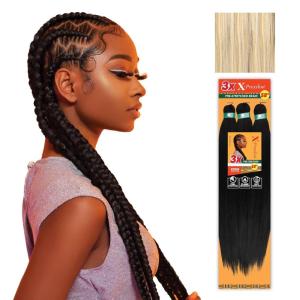 Sensationnel X-pression prestretched braiding hair – 3x braid 58 inch all kanekalon flame retardant synthetic braid for box braids and twists (1 pack, 1 JETBLACK)(M4/27/613)