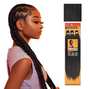Sensationnel X-pression prestretched braiding hair – 3x braid 58 inch all kanekalon flame retardant synthetic braid for box braids and twists (1 pack, 1 JETBLACK)(1B OFFBLACK)