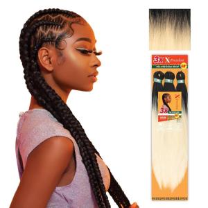 Sensationnel X-pression prestretched braiding hair – 3x braid 58 inch all kanekalon flame retardant synthetic braid for box braids and twists (1 pack, 1 JETBLACK)(T1B/613)