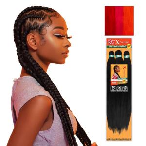 Sensationnel X-pression prestretched braiding hair – 3x braid 58 inch all kanekalon flame retardant synthetic braid for box braids and twists (1 pack, 1 JETBLACK)(APPLERED/FIRERED/NRE)