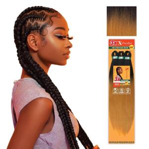 Sensationnel X-pression prestretched braiding hair – 3x braid 58 inch all kanekalon flame retardant synthetic braid for box braids and twists (1 pack, 1 JETBLACK)(T1B/27)