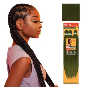 Sensationnel X-pression prestretched braiding hair – 3x braid 58 inch all kanekalon flame retardant synthetic braid for box braids and twists (1 pack, 1 JETBLACK)(MARSH)