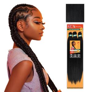 Sensationnel X-pression prestretched braiding hair – 3x braid 58 inch all kanekalon flame retardant synthetic braid for box braids and twists (1 pack, 1 JETBLACK)(1 JETBLACK)