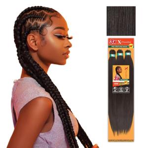 Sensationnel X-pression prestretched braiding hair – 3x braid 58 inch all kanekalon flame retardant synthetic braid for box braids and twists (1 pack, 1 JETBLACK)(2 DARKBROWN)