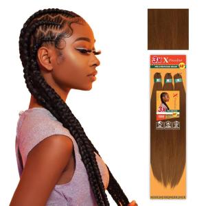 Sensationnel X-pression prestretched braiding hair – 3x braid 58 inch all kanekalon flame retardant synthetic braid for box braids and twists (1 pack, 1 JETBLACK)(30 LIGHTAUBURN)