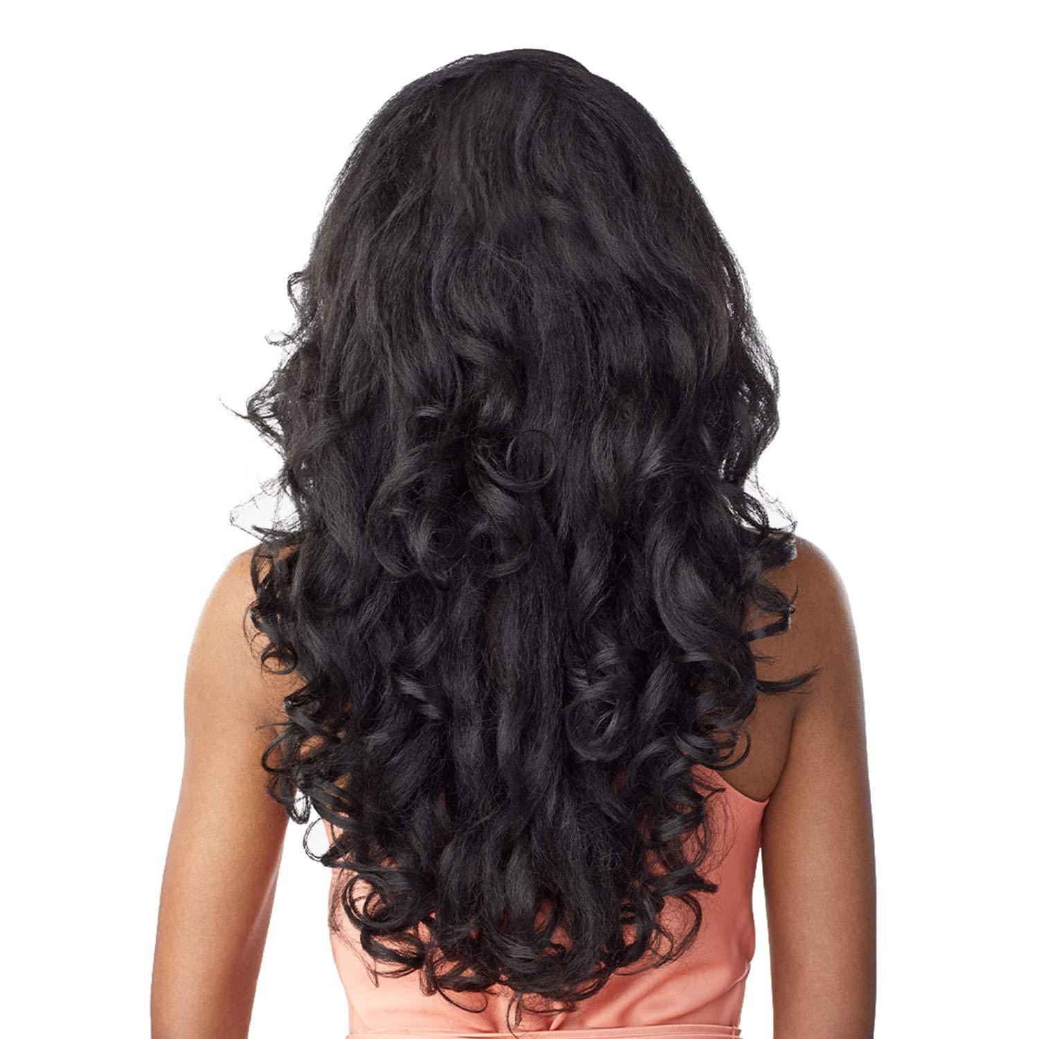 imageSensationnel Instant Weave Half Wig 3 Synthetic Blendwig Adjustable Drawstring for Seamless Hair Blending 1 JETBLACK2 DARKBROWN