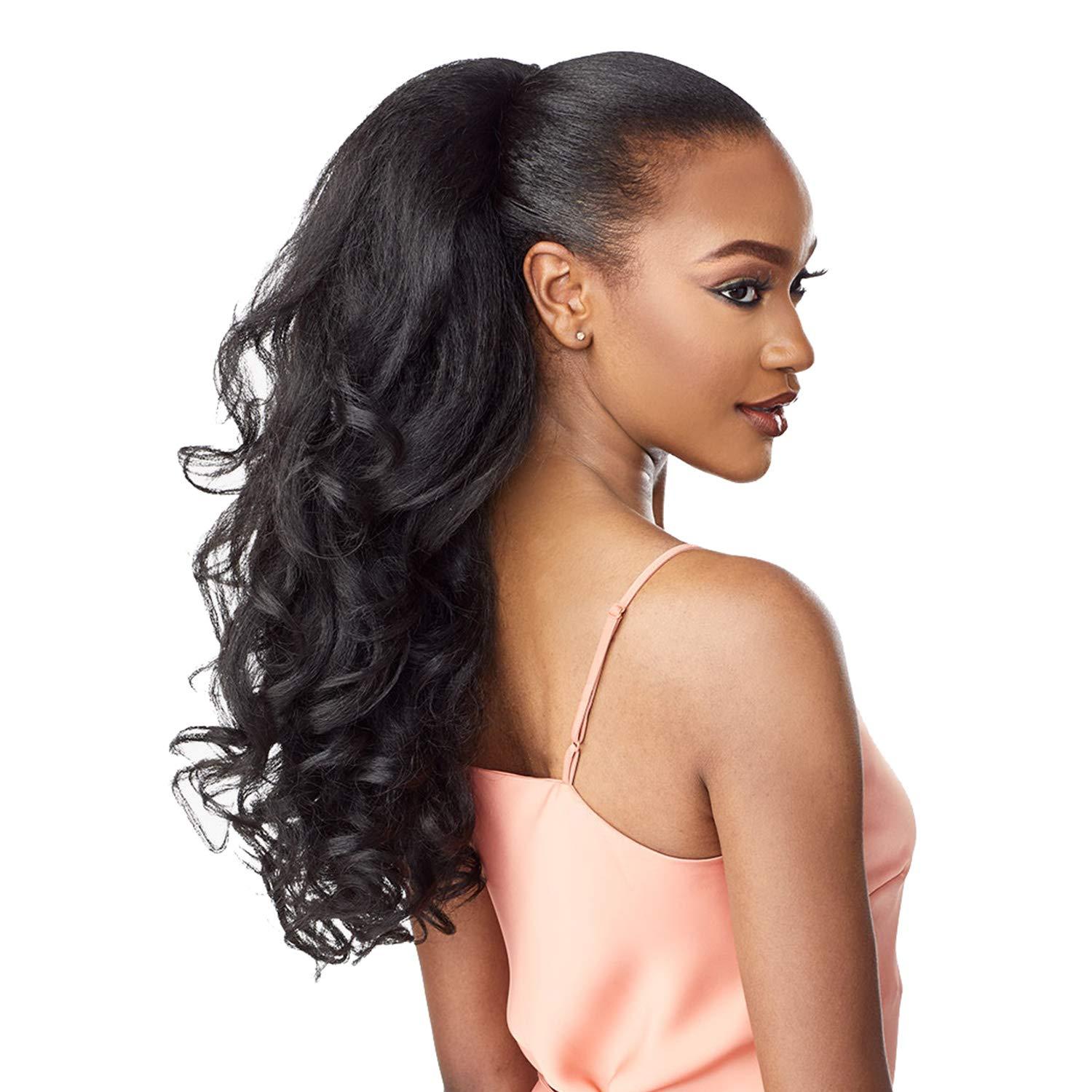imageSensationnel Instant Weave Half Wig 3 Synthetic Blendwig Adjustable Drawstring for Seamless Hair Blending 1 JETBLACKT2COPPER