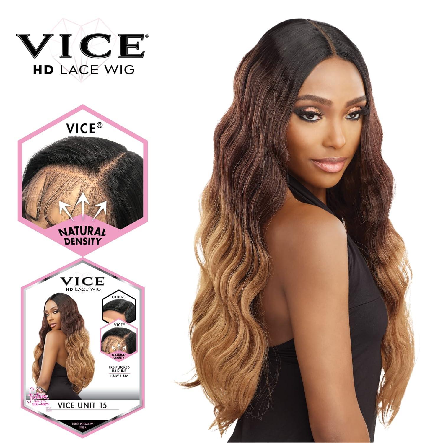 imageSensationnel Vice Lace Front Wigs Unit 15 5 Inch Deep Part Synthetic Preplucked Hairline 1 JETBLACKBALAYAGEGOLD