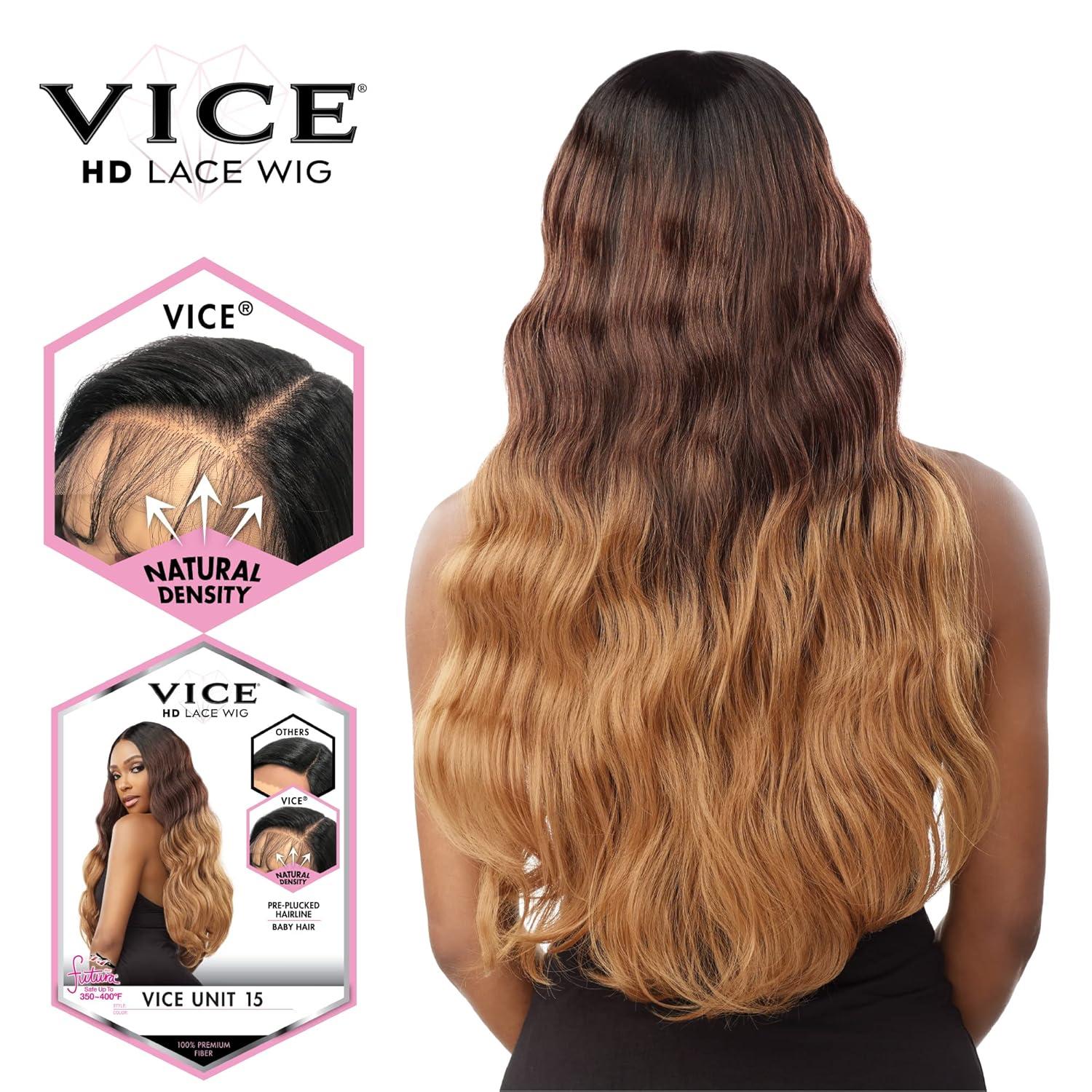 imageSensationnel Vice Lace Front Wigs Unit 15 5 Inch Deep Part Synthetic Preplucked Hairline 1 JETBLACKLT613PINK