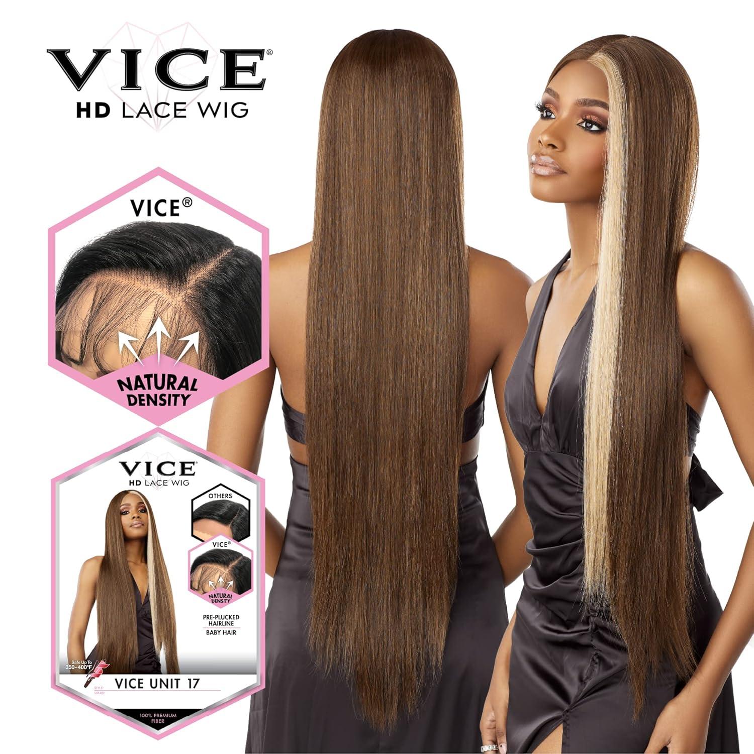 imageSensationnel Vice Lace Front Wigs Unit 17 5 Inch Deep Part Synthetic Preplucked Hairline 1B OFFBLACKCOLORBLOCK1B27