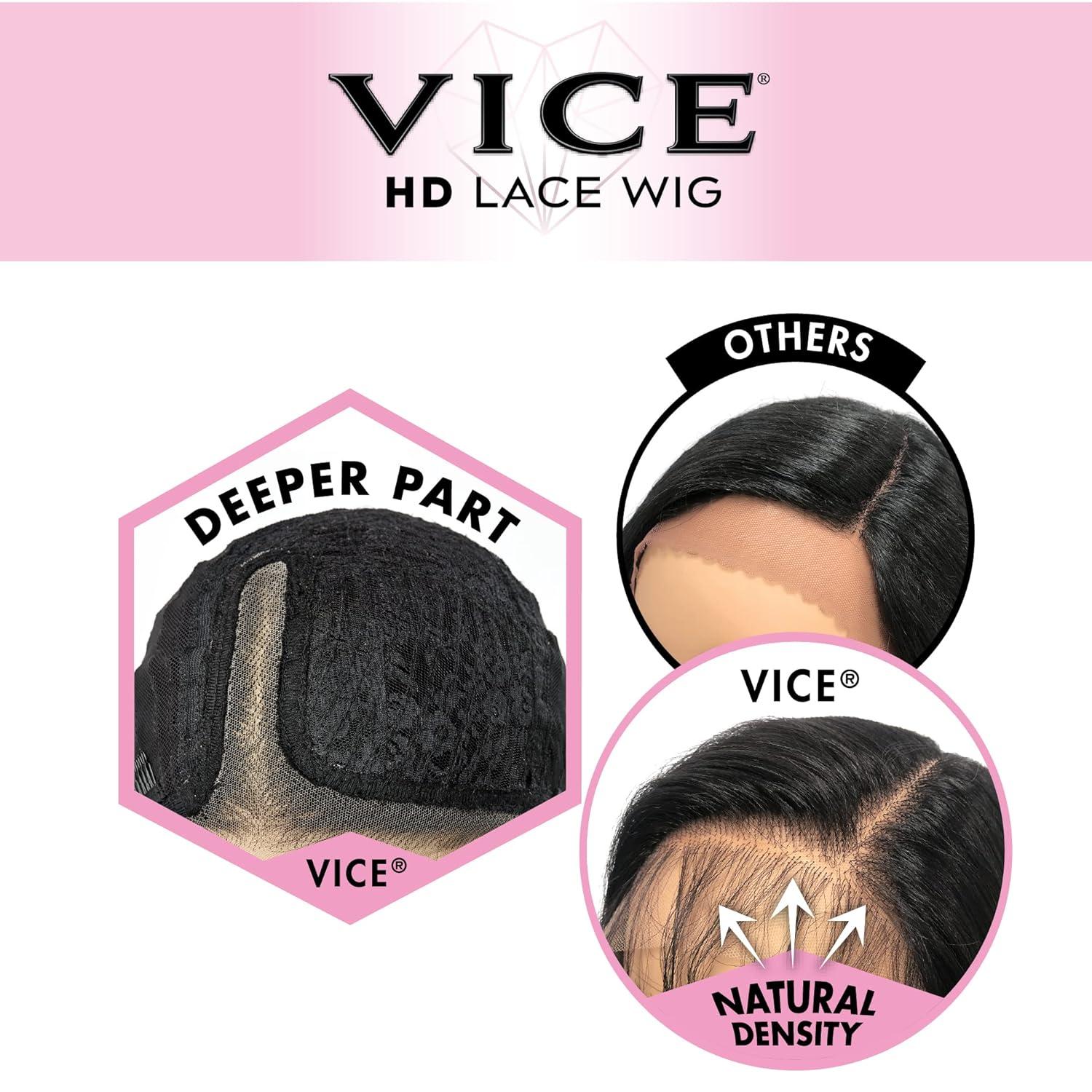 imageSensationnel Vice Lace Front Wigs Unit 17 5 Inch Deep Part Synthetic Preplucked Hairline 1B OFFBLACKCOLORBLOCK1B350