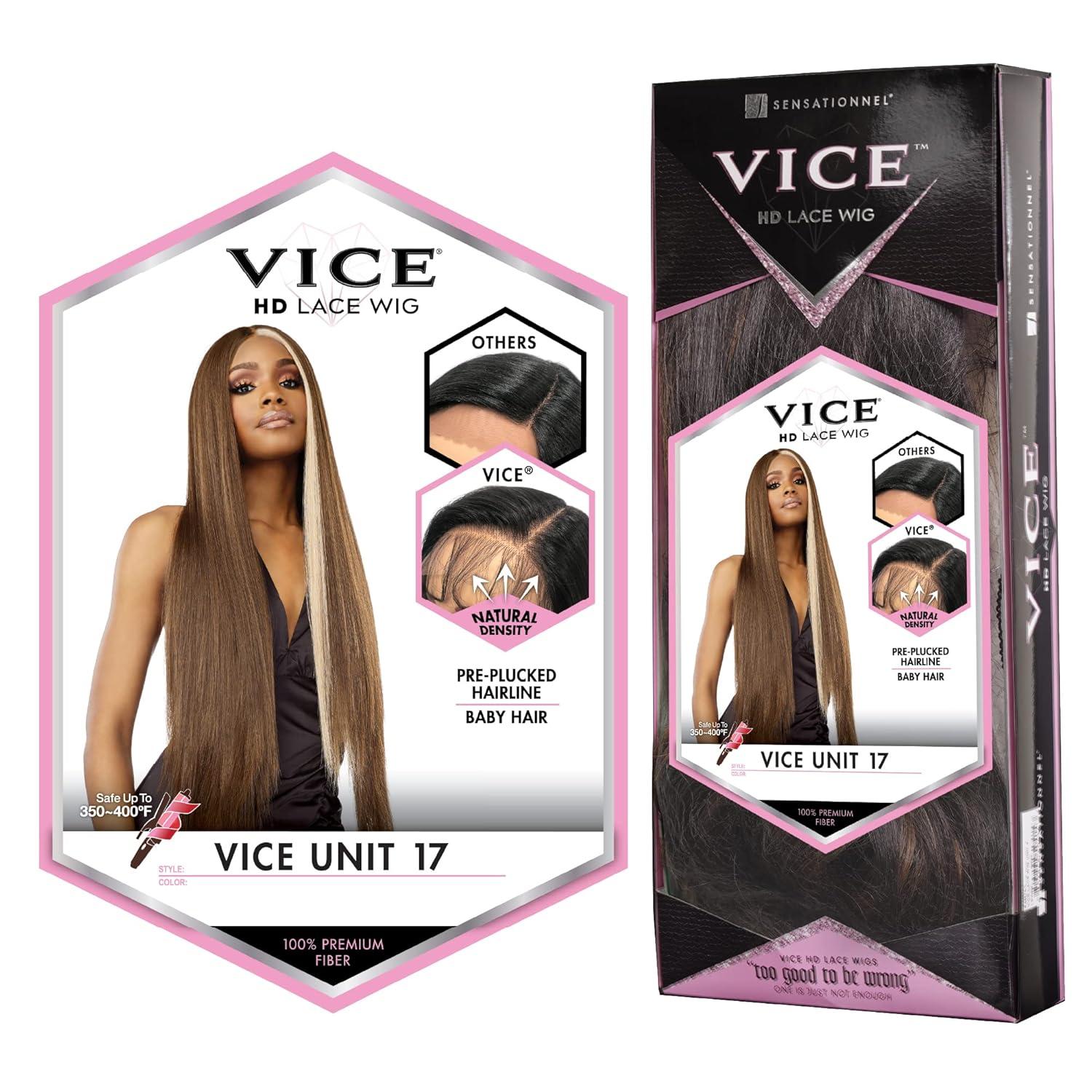 imageSensationnel Vice Lace Front Wigs Unit 17 5 Inch Deep Part Synthetic Preplucked Hairline 1B OFFBLACKLT271