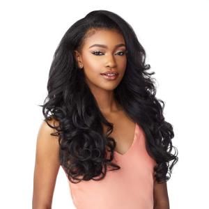 Sensationnel Instant Weave Half Wig – 3 Synthetic Blendwig Adjustable Drawstring for Seamless Hair Blending (1 JETBLACK)(1 JETBLACK)