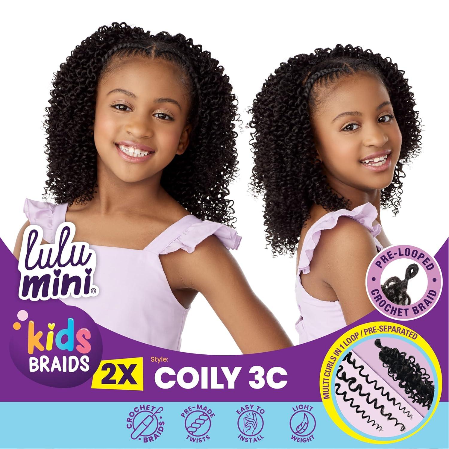 imageSensationnel Lulumini crochet kids braids 2x coily 3c flame safe synthetic braiding hair 1B OFFBLACK4 MEDBROWN