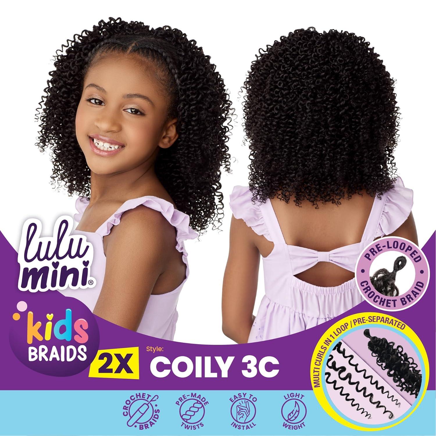 imageSensationnel Lulumini crochet kids braids 2x coily 3c flame safe synthetic braiding hair 1B OFFBLACK4 MEDBROWN