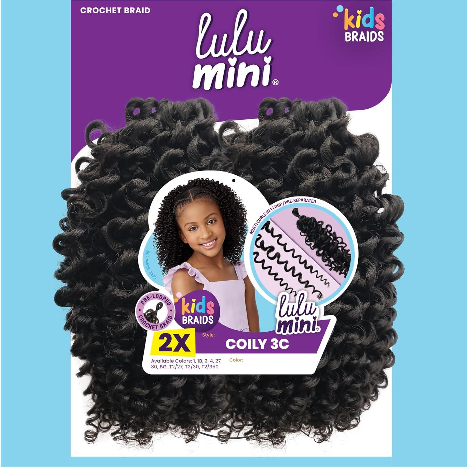 imageSensationnel Lulumini crochet kids braids 2x coily 3c flame safe synthetic braiding hair 1B OFFBLACK4 MEDBROWN