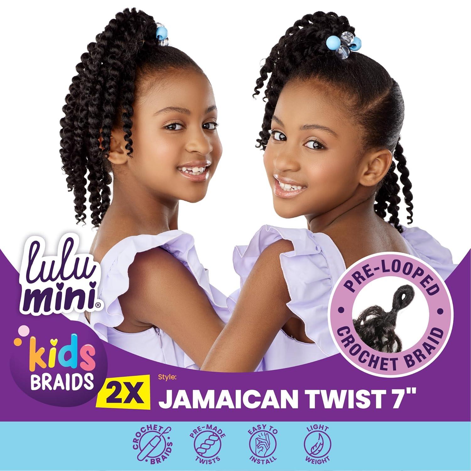 imageSensationnel Lulumini crochet kids braids 2x jamaican twist 7 inch flame safe synthetic braiding hair 1 JETBLACK2 DARKBROWN