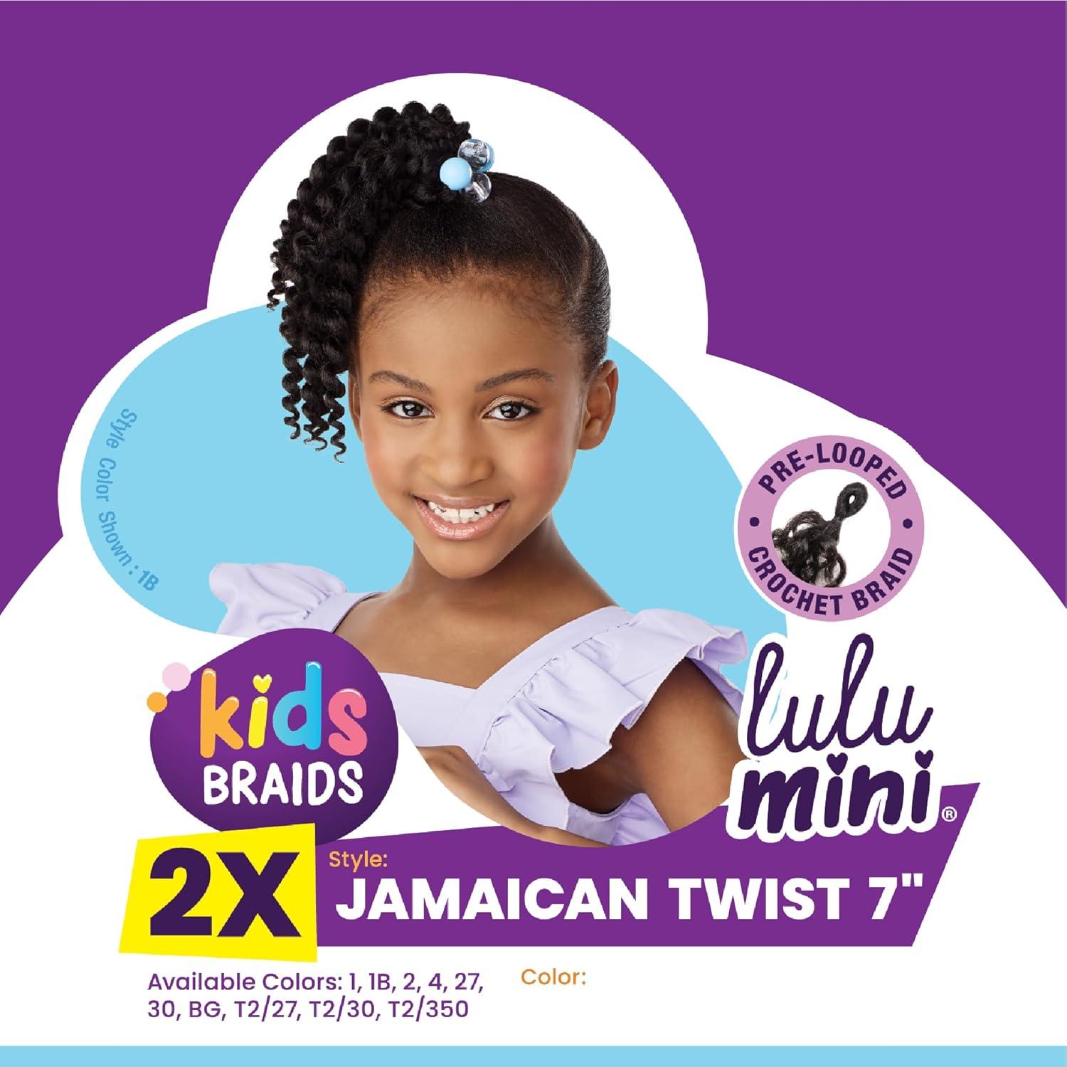 imageSensationnel Lulumini crochet kids braids 2x jamaican twist 7 inch flame safe synthetic braiding hair 1 JETBLACK2 DARKBROWN