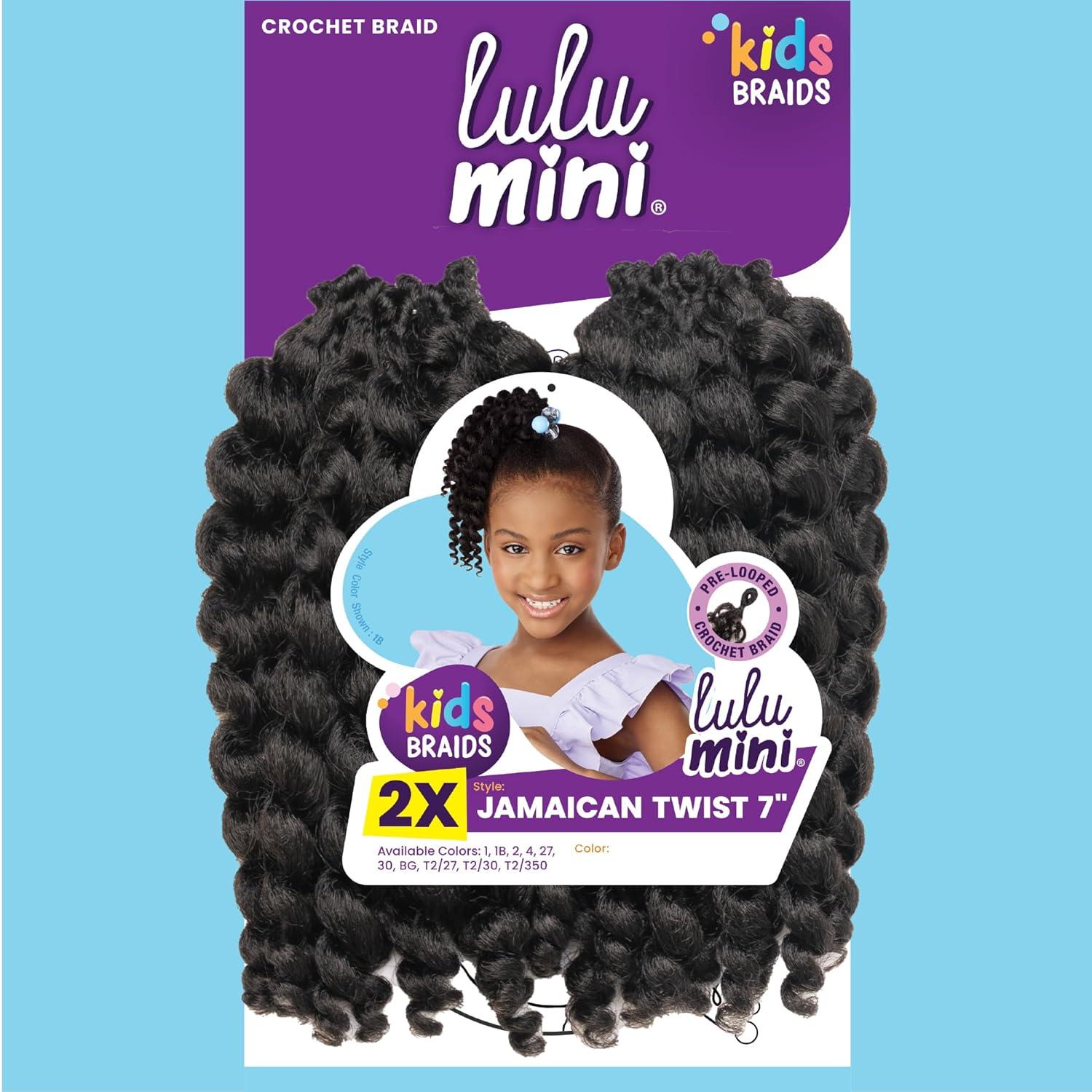 imageSensationnel Lulumini crochet kids braids 2x jamaican twist 7 inch flame safe synthetic braiding hair 1 JETBLACK2 DARKBROWN