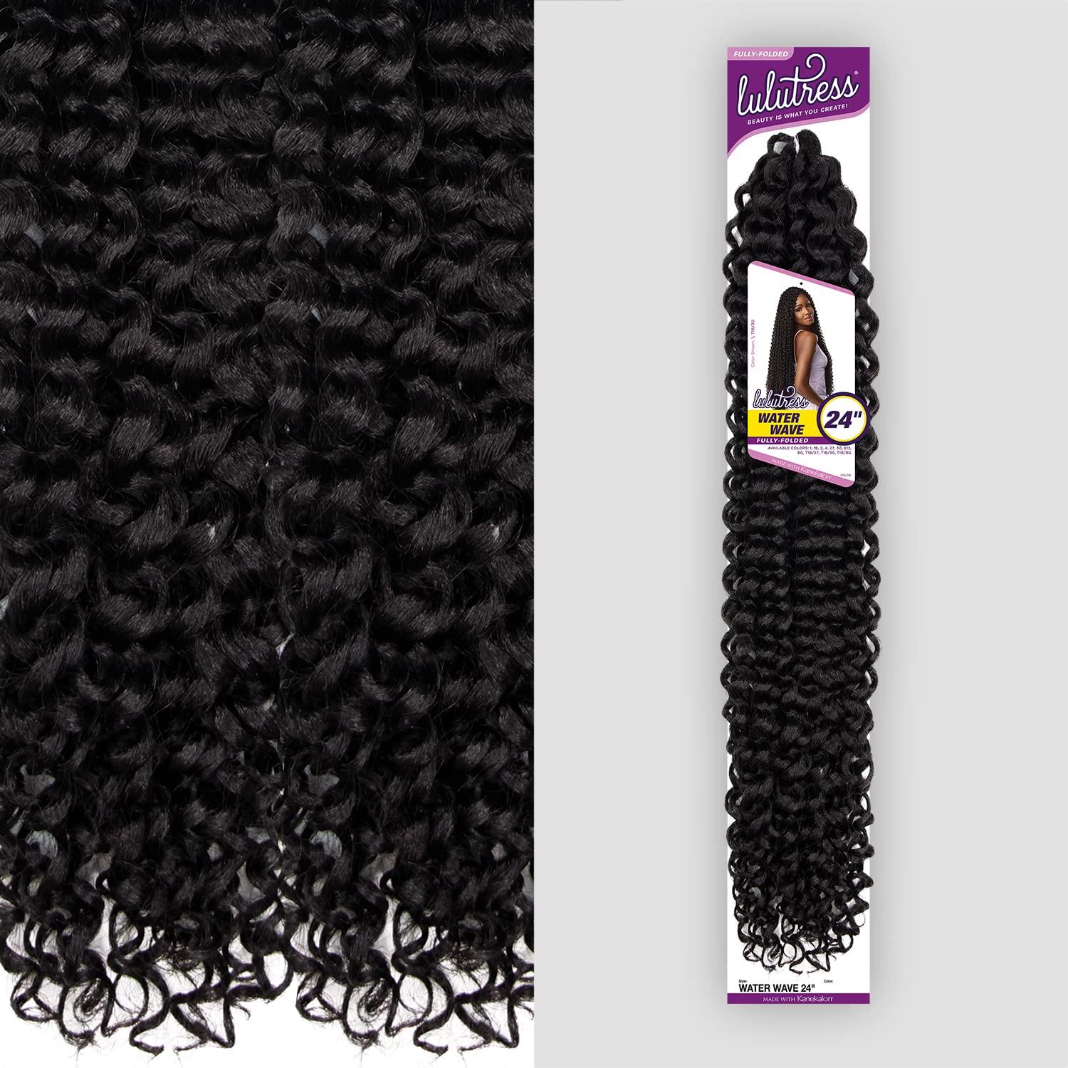 imageSensationnel Lulutress Crochet Braiding Hair Water Wave 24 Inch Fully Folded Diy All Kanekalon Synthetic Locs Twists 1 JETBLACKBLUE
