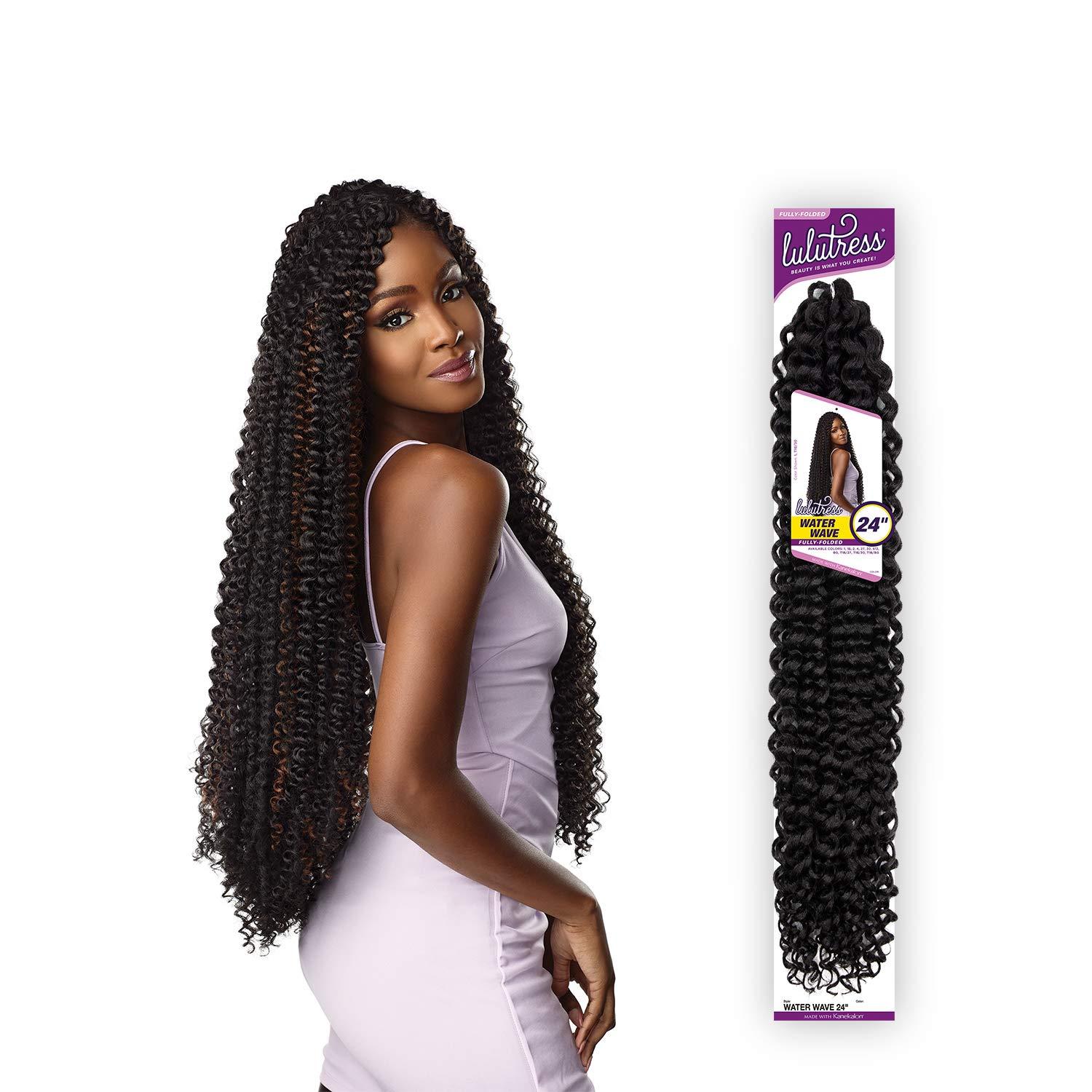 imageSensationnel Lulutress Crochet Braiding Hair Water Wave 24 Inch Fully Folded Diy All Kanekalon Synthetic Locs Twists 1 JETBLACKBLUE