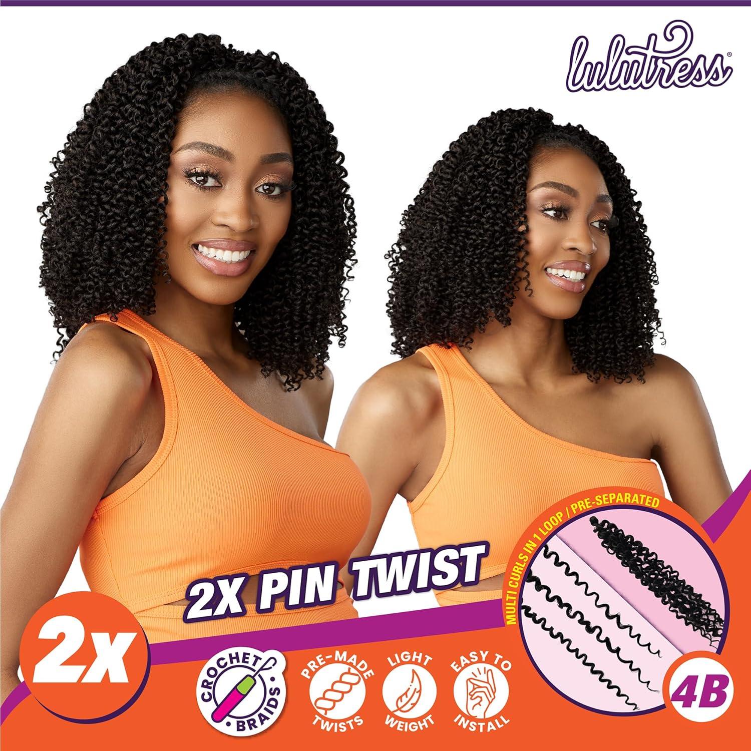 imageSensationnel Lulutress crochet braiding hair 2x pin twist 4b pre made diy all kanekalon synthetic locs twists 1 pack 1 JETBLACK4 MEDBROWN
