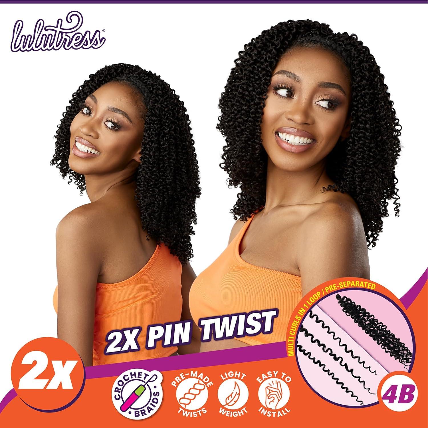 imageSensationnel Lulutress crochet braiding hair 2x pin twist 4b pre made diy all kanekalon synthetic locs twists 1 pack 1 JETBLACKBG BURGANDY