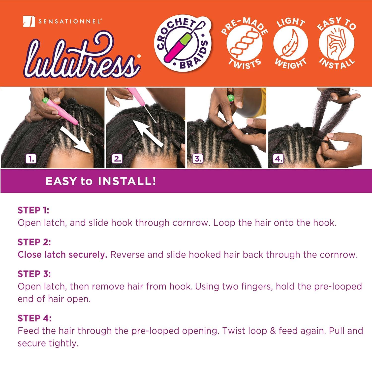 imageSensationnel Lulutress crochet braiding hair 2x pin twist 4b pre made diy all kanekalon synthetic locs twists 1 pack 1 JETBLACKT1B350