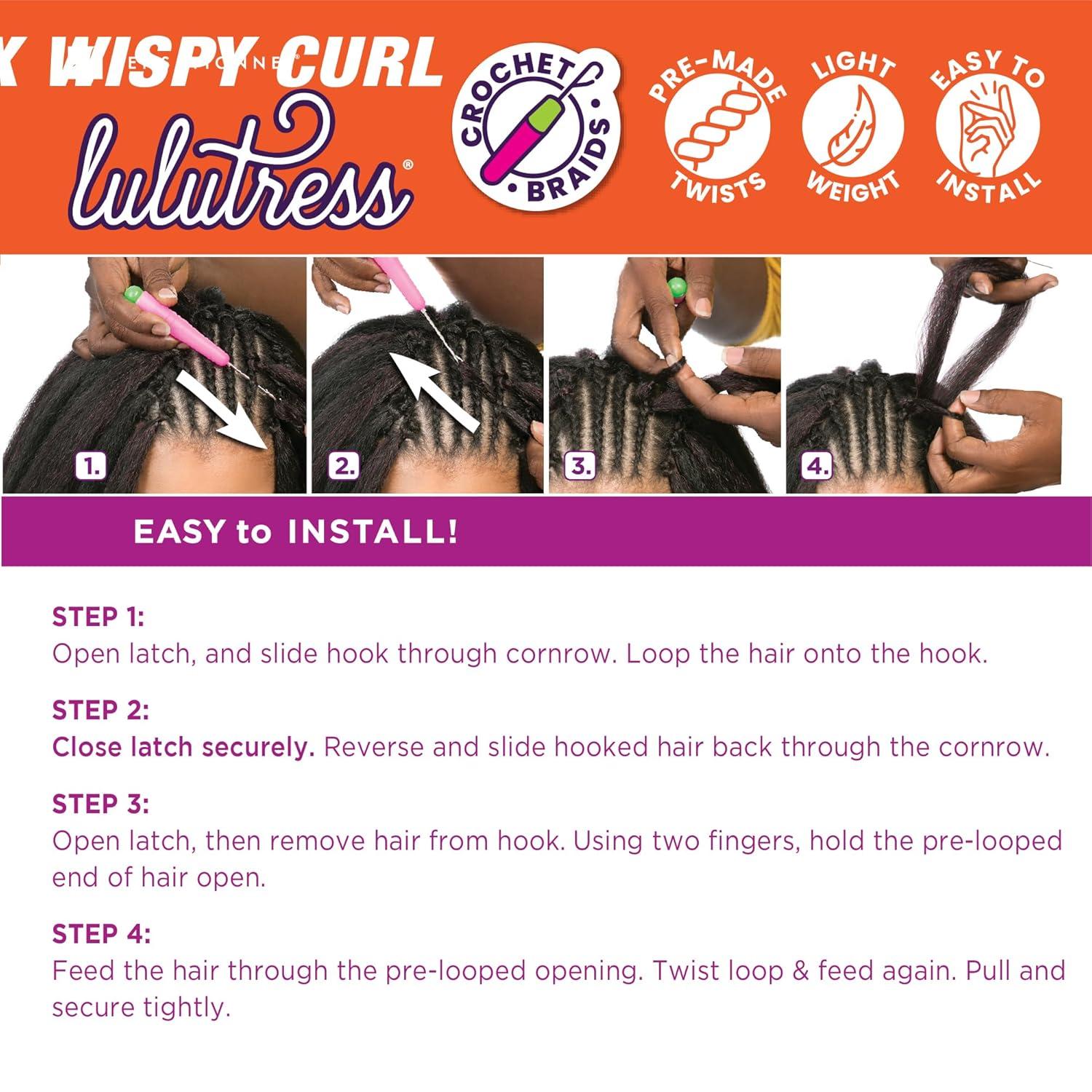 imageSensationnel Lulutress crochet braiding hair 2x wispy curl 3b pre made diy all kanekalon synthetic locs twists 1 pack 1 JETBLACK1 JETBLACK