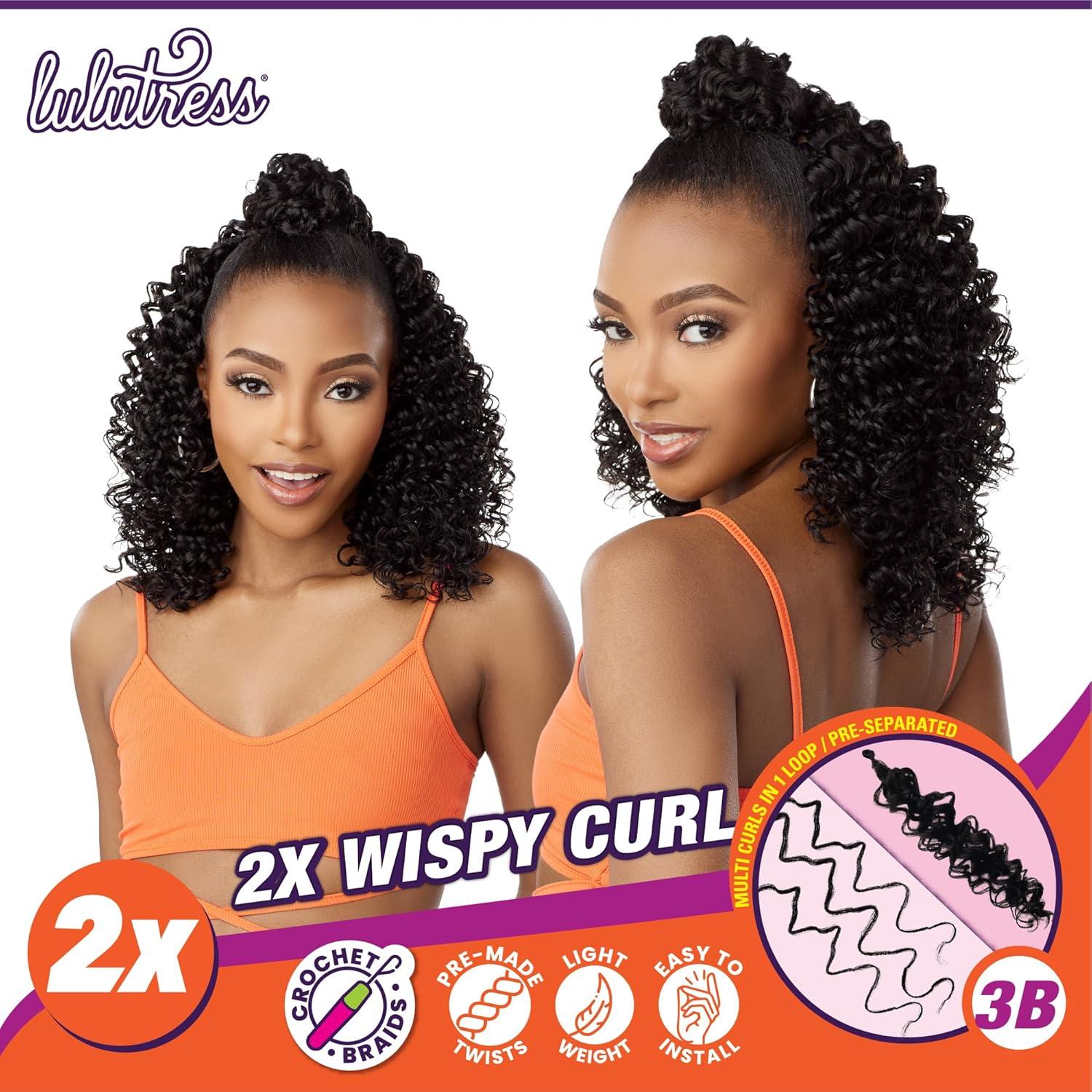 imageSensationnel Lulutress crochet braiding hair 2x wispy curl 3b pre made diy all kanekalon synthetic locs twists 1 pack 1 JETBLACK1 JETBLACK