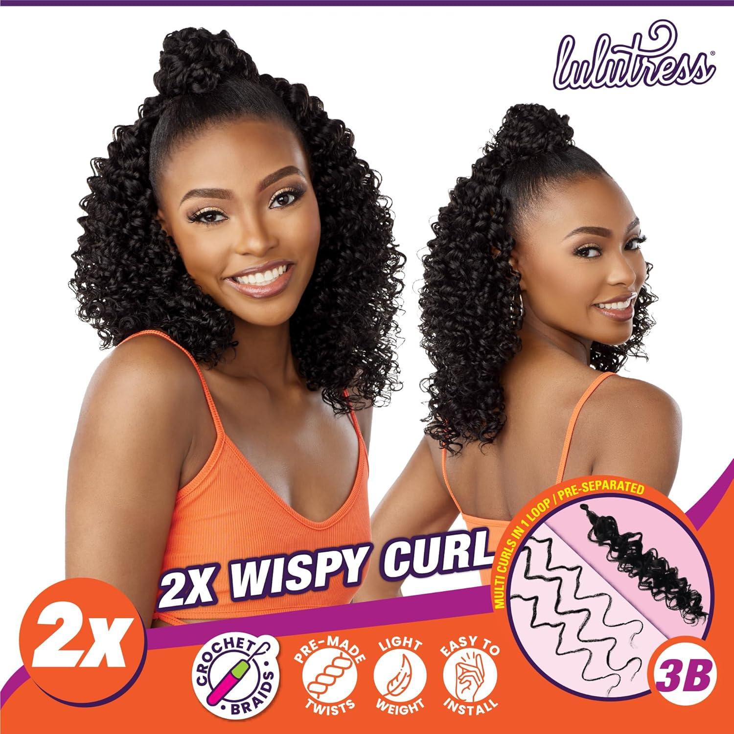 imageSensationnel Lulutress crochet braiding hair 2x wispy curl 3b pre made diy all kanekalon synthetic locs twists 1 pack 1 JETBLACKBG BURGANDY