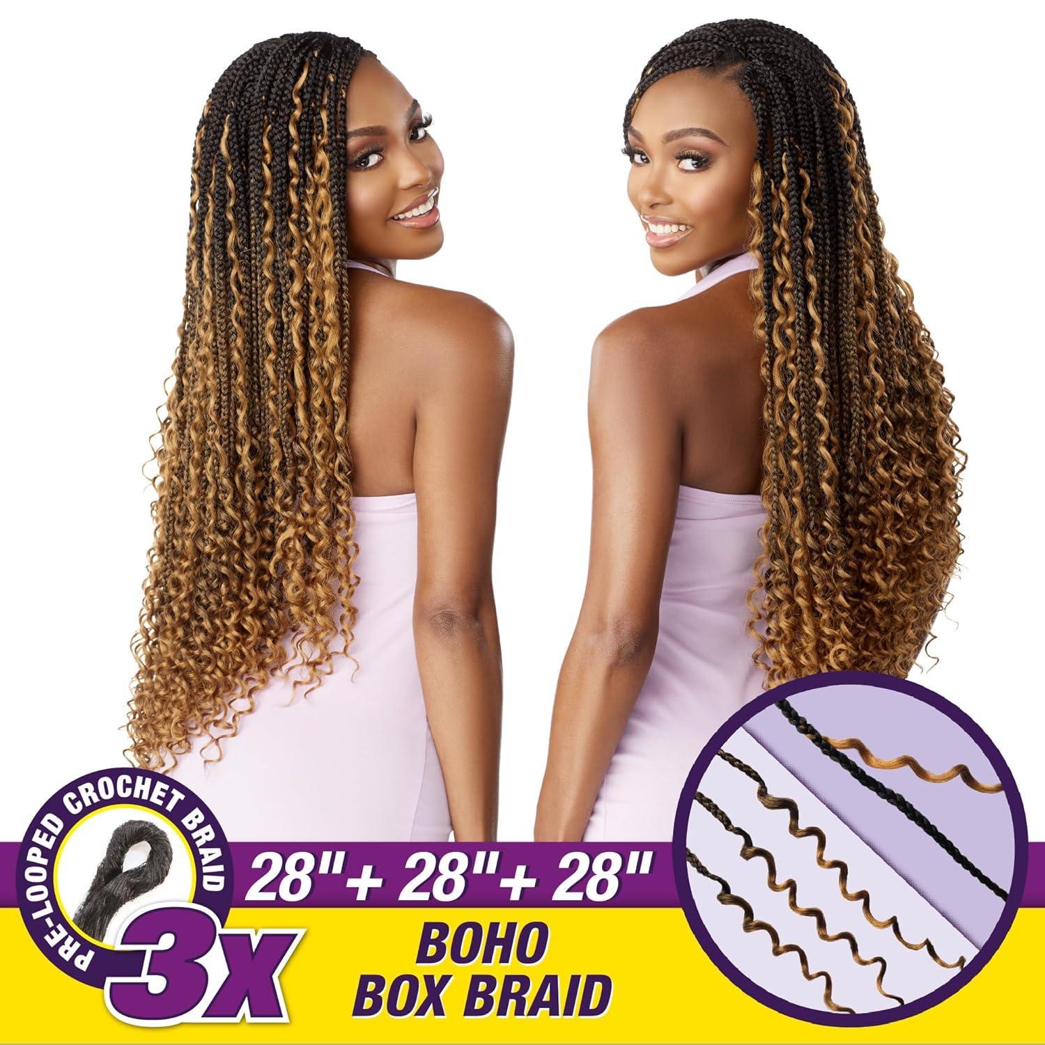imageSensationnel Lulutress crochet braiding hair 3x boho box braid 28 inch pre made diy all kanekalon synthetic locs twists 1 pack 1 JETBLACKT1B30