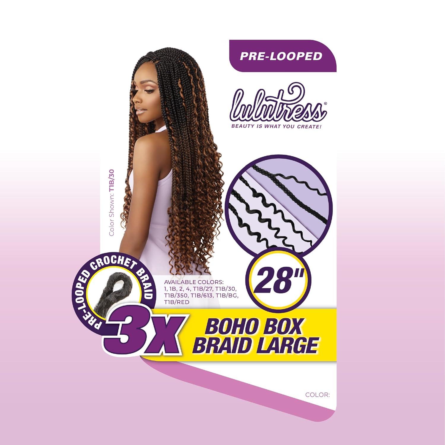 imageSensationnel Lulutress crochet braiding hair 3x boho box braid large 28 inch pre made diy all kanekalon synthetic locs twists 1 pack 1 JETBLACKT1B27