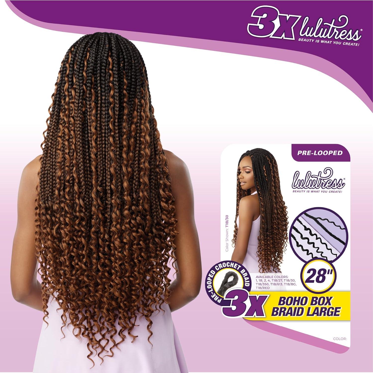 imageSensationnel Lulutress crochet braiding hair 3x boho box braid large 28 inch pre made diy all kanekalon synthetic locs twists 1 pack 1 JETBLACKT1B27