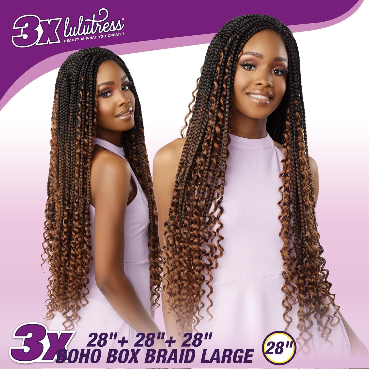 imageSensationnel Lulutress crochet braiding hair 3x boho box braid large 28 inch pre made diy all kanekalon synthetic locs twists 1 pack 1 JETBLACKT1B27