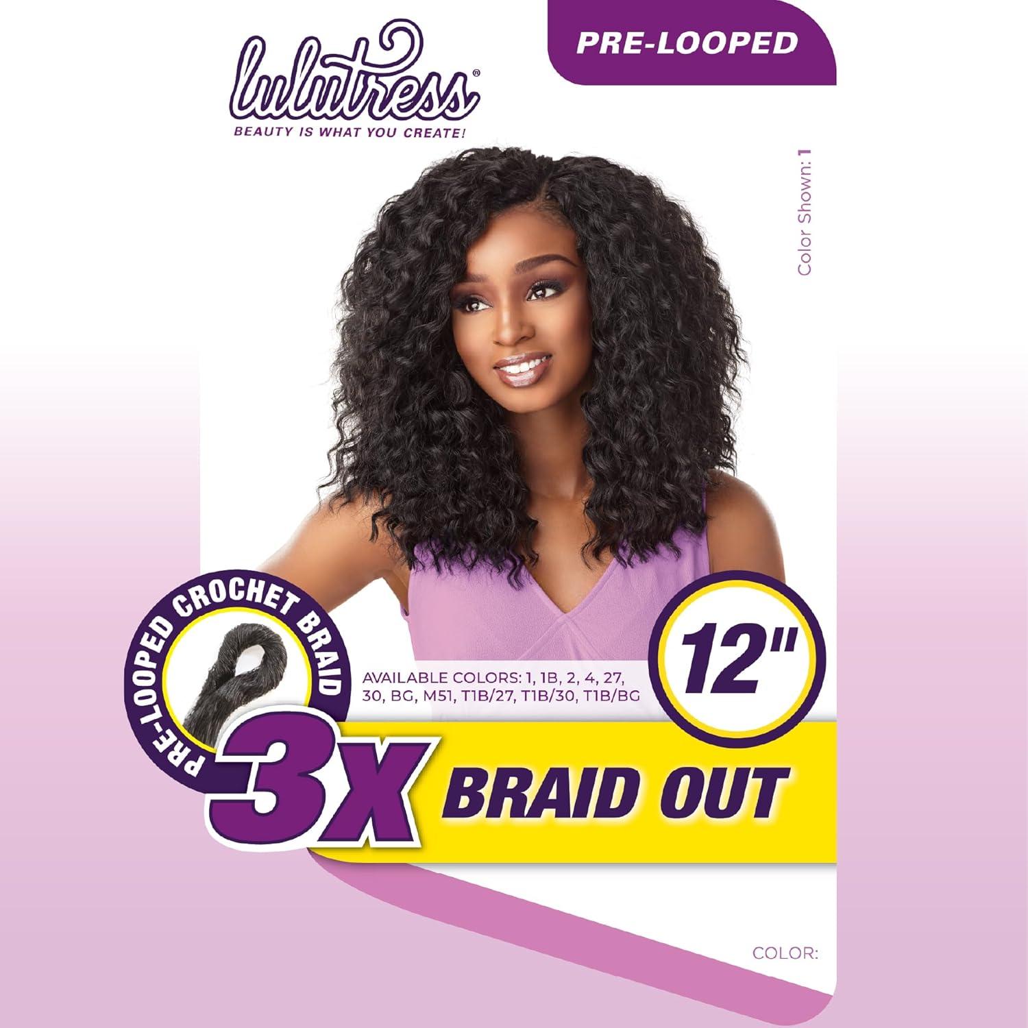 imageSensationnel Lulutress crochet braiding hair 3x braid out 12 inch pre made diy all kanekalon synthetic locs twists 1 JETBLACK1 JETBLACK