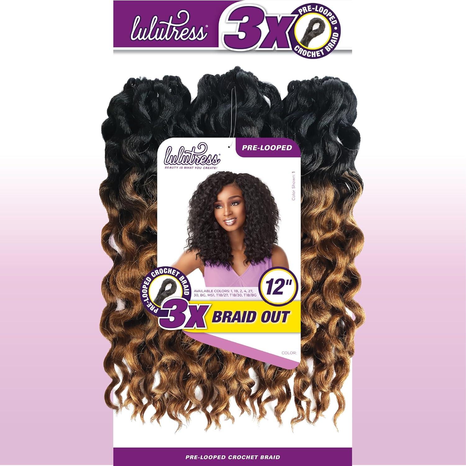 imageSensationnel Lulutress crochet braiding hair 3x braid out 12 inch pre made diy all kanekalon synthetic locs twists 1 JETBLACK30 LIGHTAUBURN