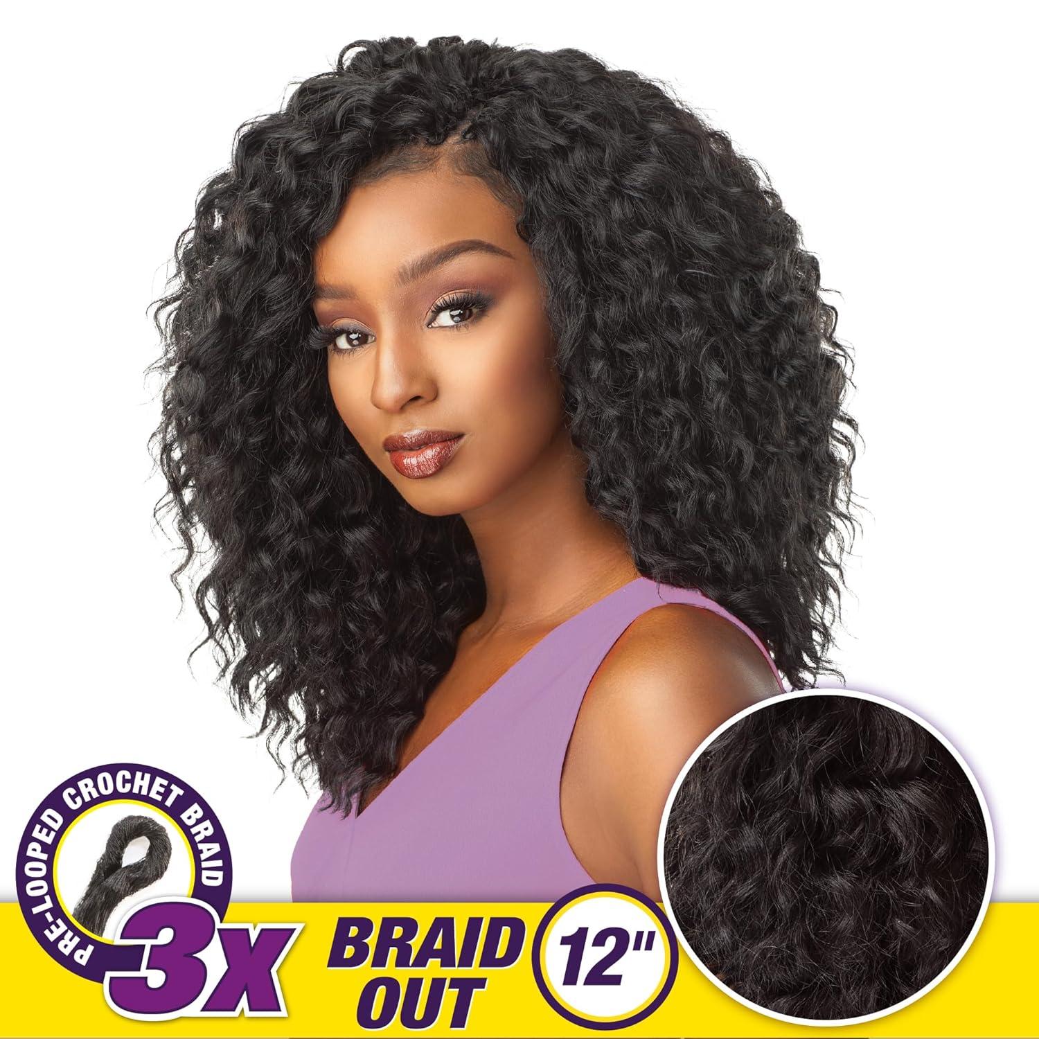 imageSensationnel Lulutress crochet braiding hair 3x braid out 12 inch pre made diy all kanekalon synthetic locs twists 1 JETBLACKT1B27