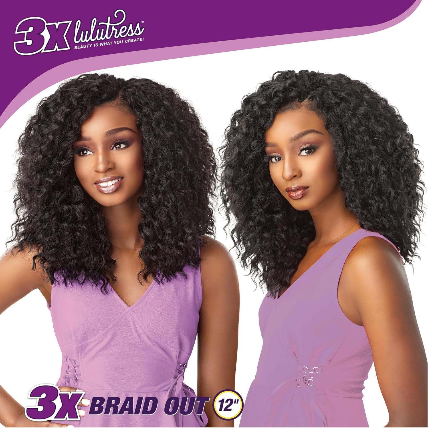 imageSensationnel Lulutress crochet braiding hair 3x braid out 12 inch pre made diy all kanekalon synthetic locs twists 1 JETBLACKT1B30