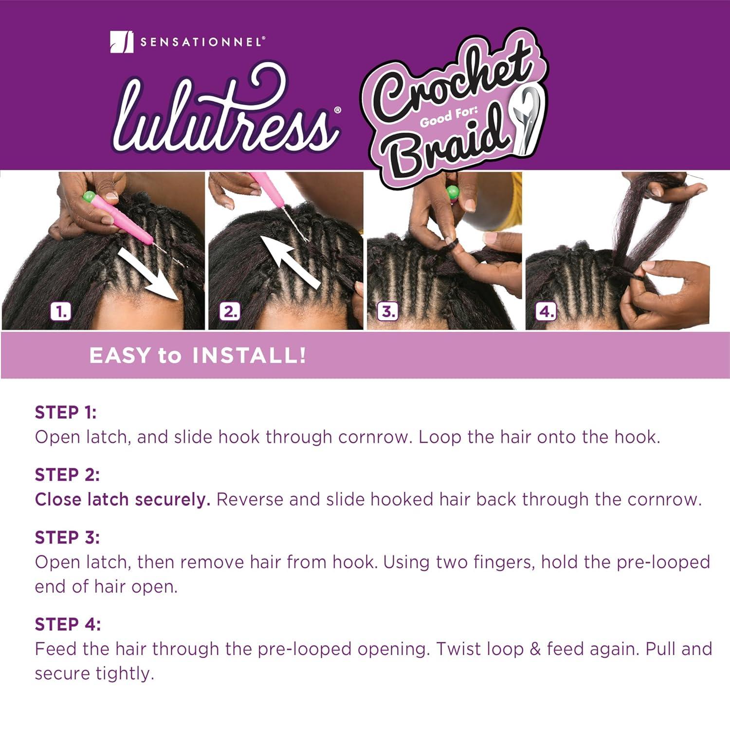 imageSensationnel Lulutress crochet braiding hair 3x braid out 24 inch fully folded diy all kanekalon synthetic locs twists 1 JETBLACK2 DARKBROWN