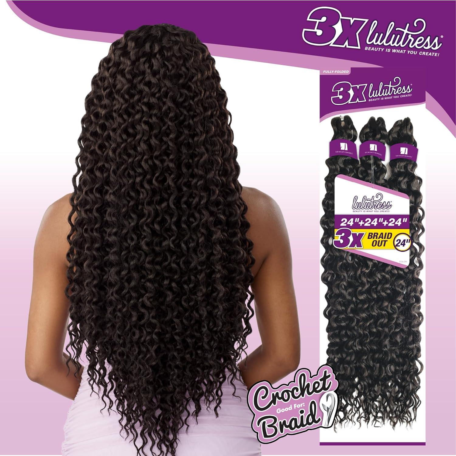 imageSensationnel Lulutress crochet braiding hair 3x braid out 24 inch fully folded diy all kanekalon synthetic locs twists 1 JETBLACK4 MEDBROWN