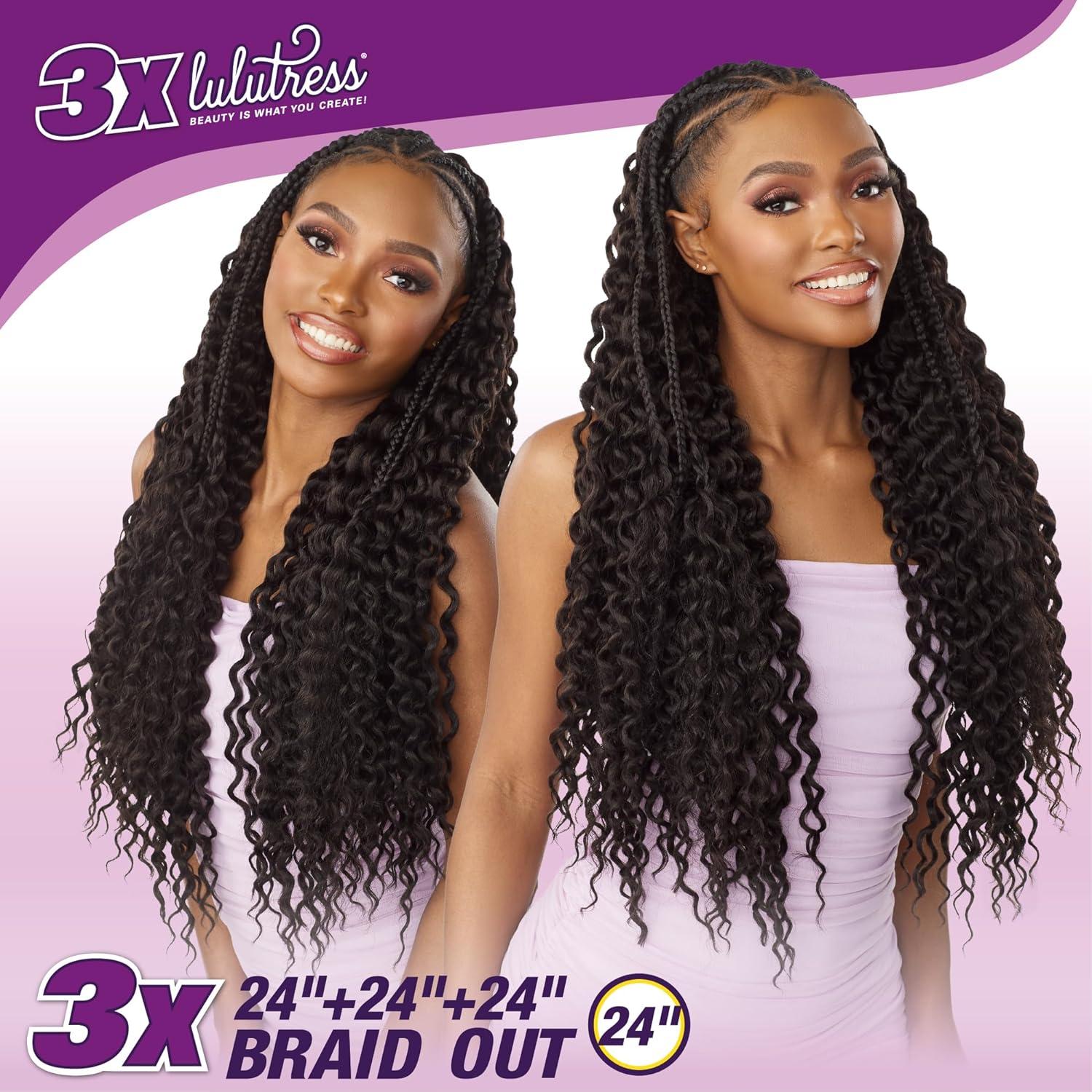 imageSensationnel Lulutress crochet braiding hair 3x braid out 24 inch fully folded diy all kanekalon synthetic locs twists 1 JETBLACKBG BURGANDY