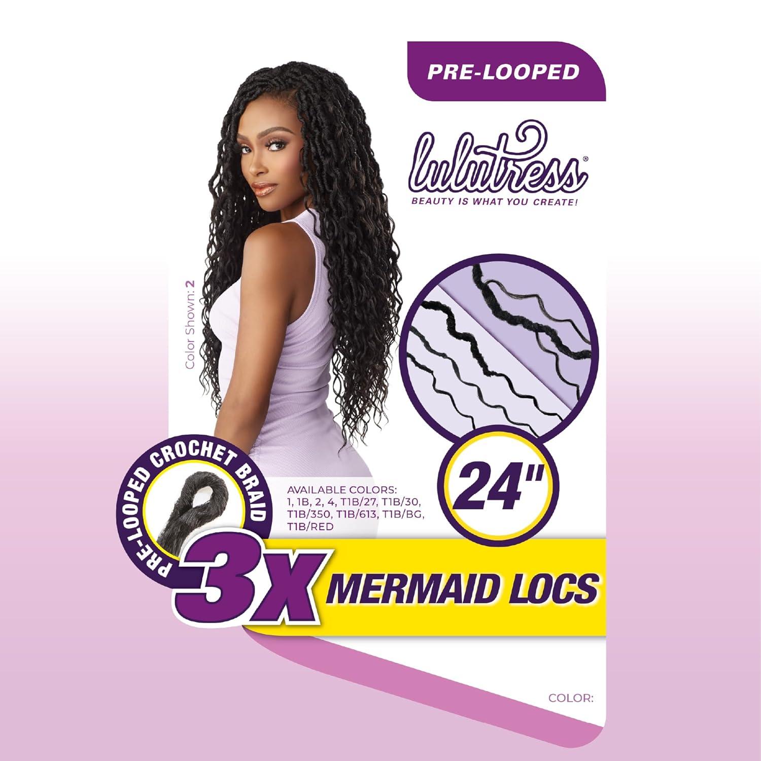 imageSensationnel Lulutress crochet braiding hair 3x mermaid locs 24 inch pre made diy all kanekalon synthetic locs twists 1 pack 1 JETBLACKT1B27