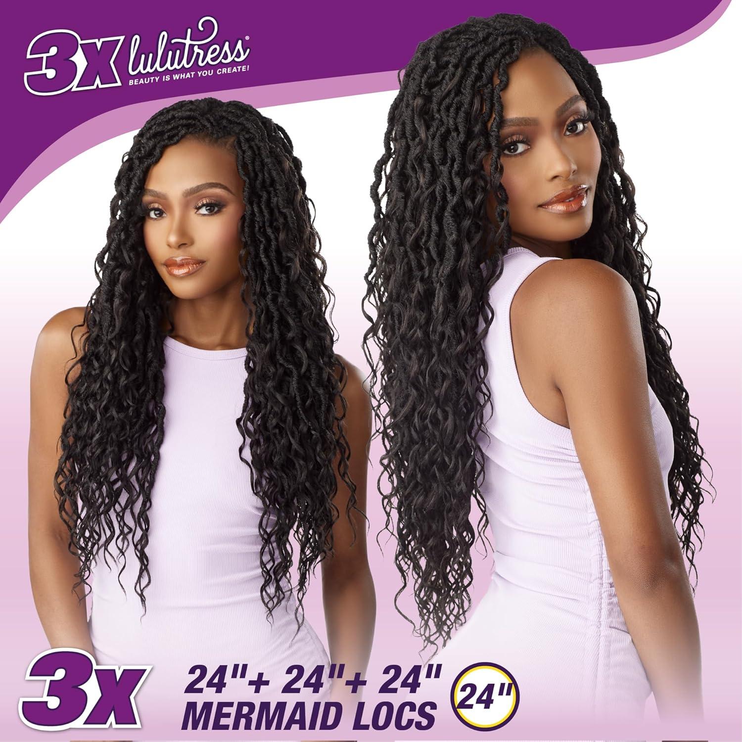 imageSensationnel Lulutress crochet braiding hair 3x mermaid locs 24 inch pre made diy all kanekalon synthetic locs twists 1 pack 1 JETBLACKT1B613