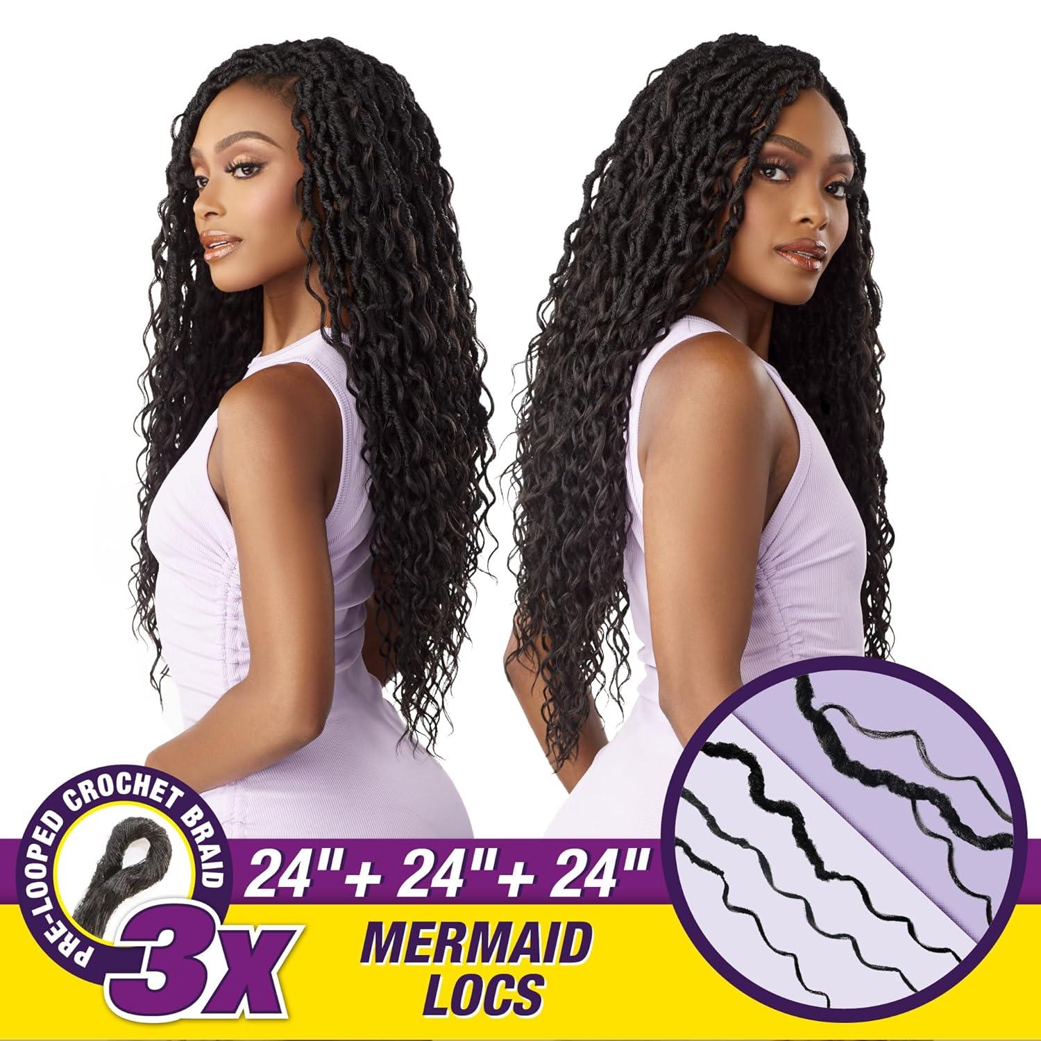 imageSensationnel Lulutress crochet braiding hair 3x mermaid locs 24 inch pre made diy all kanekalon synthetic locs twists 1 pack 1 JETBLACKT1BBG