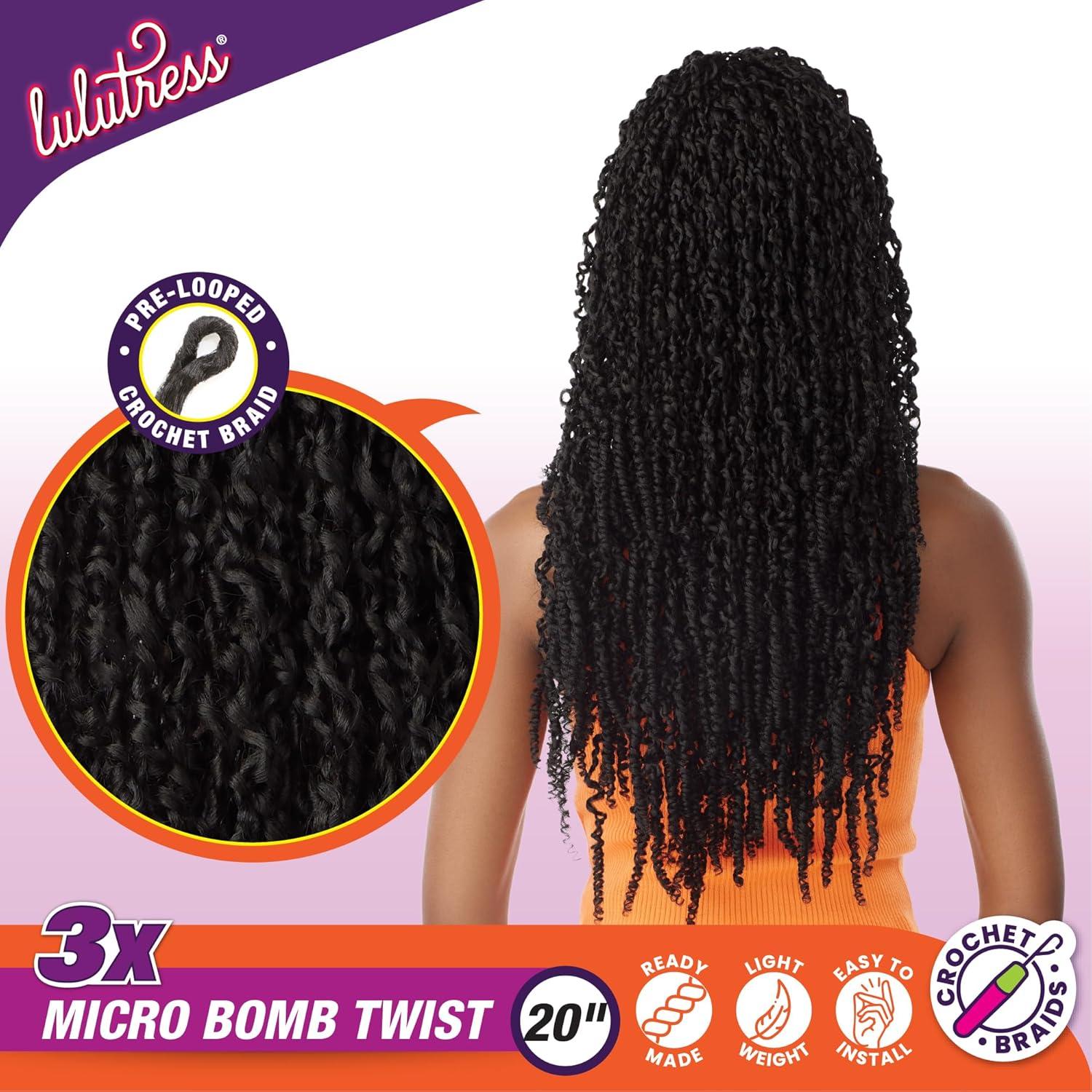 imageSensationnel Lulutress crochet braiding hair 3x micro bomb twist pre made diy all kanekalon synthetic locs twists 14 inch 1 JETBLACKSM1B27