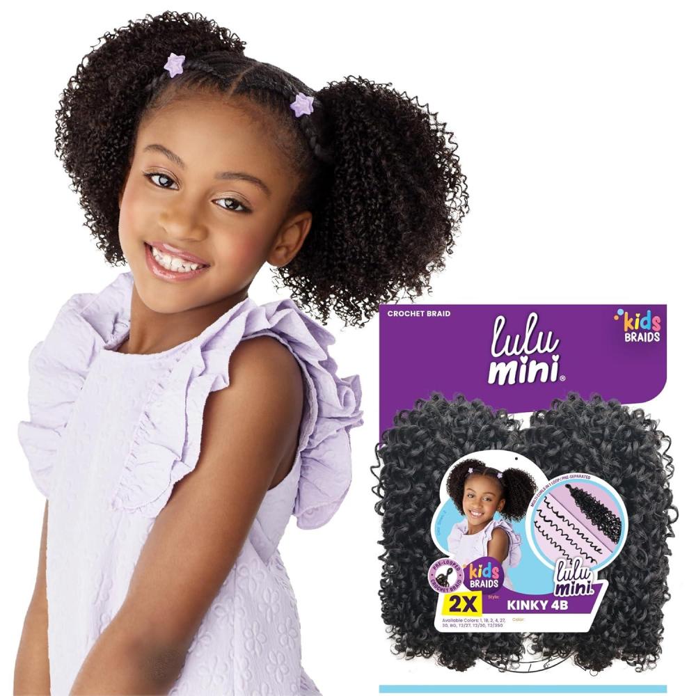imageSensationnel Lulumini crochet kids braids 2x kinky 4b flame safe synthetic braiding hair 1 JETBLACKT230